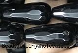 CAA2515 15.5 inches 10*20mm faceted teardrop black agate beads