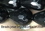 CAA2517 15.5 inches 15*20mm faceted teardrop black agate beads