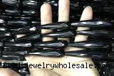 CAA2523 15.5 inches 12*50mm faceted teardrop black agate beads