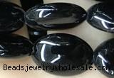 CAA2537 15.5 inches 8*12mm oval black agate beads wholesale