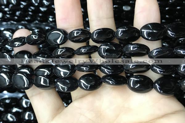 CAA2537 15.5 inches 8*12mm oval black agate beads wholesale