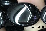 CAA2542 15.5 inches 18*25mm oval black agate beads wholesale