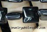 CAA2554 15.5 inches 8*8mm square black agate beads wholesale