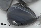 CAA256 15.5 inches 30*40mm faceted teardrop grey line agate beads