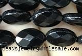 CAA2591 15.5 inches 8*12mm faceted oval black agate beads wholesale