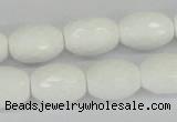 CAA26 15.5 inches 12*16mm faceted rice white agate gemstone beads