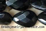 CAA2603 15.5 inches 13*18mm faceted flat teardrop black agate beads