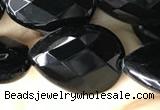 CAA2604 15.5 inches 15*20mm faceted flat teardrop black agate beads