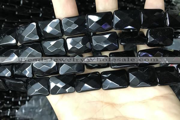 CAA2622 15.5 inches 15*20mm faceted rectangle black agate beads