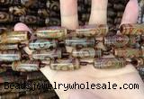 CAA2664 15.5 inches 10*28mm - 11*30mm rice tibetan agate dzi beads