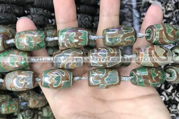 CAA2668 15.5 inches 13*22mm - 15*23mm drum tibetan agate dzi beads