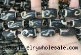 CAA2686 15.5 inches 13*22mm - 14*25mm drum tibetan agate dzi beads