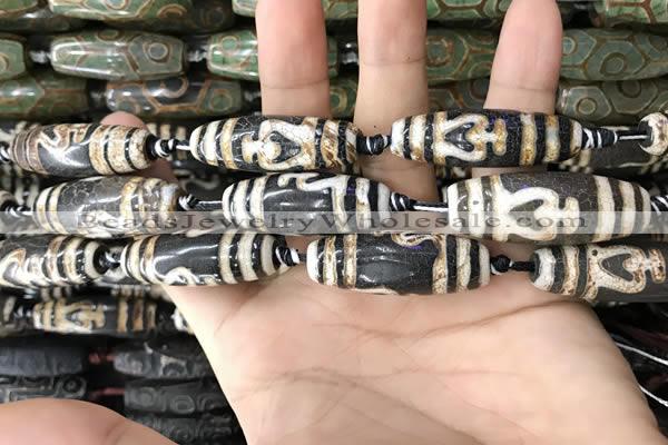 CAA2714 15.5 inches 14*38mm - 16*43mm rice tibetan agate dzi beads