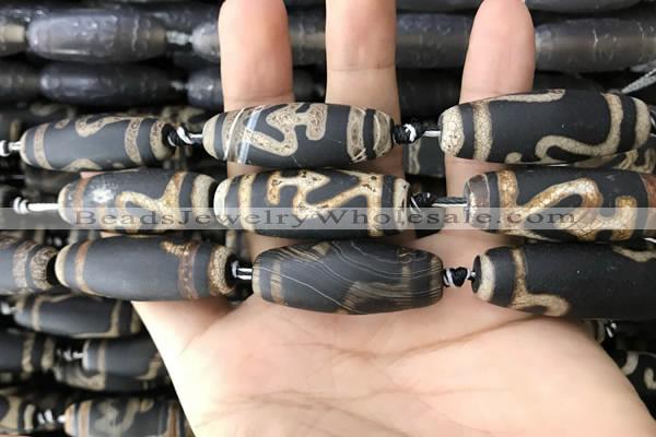 CAA2715 15.5 inches 14*38mm - 16*43mm rice tibetan agate dzi beads