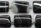 CAA272 15.5 inches 22*30mm rectangle black line agate beads