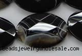 CAA275 15.5 inches 18*25mm faceted oval black line agate beads