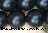 CAA2765 15.5 inches 12mm round matte black agate beads wholesale