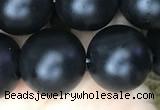 CAA2766 15.5 inches 14mm round matte black agate beads wholesale