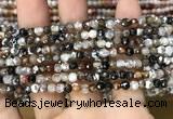 CAA2810 15 inches 4mm faceted round fire crackle agate beads wholesale