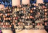 CAA2820 15 inches 4mm faceted round fire crackle agate beads wholesale