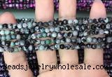 CAA2823 15 inches 4mm faceted round fire crackle agate beads wholesale