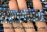 CAA2827 15 inches 4mm faceted round fire crackle agate beads wholesale