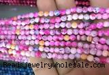 CAA2833 15 inches 4mm faceted round fire crackle agate beads wholesale