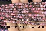 CAA2836 15 inches 4mm faceted round fire crackle agate beads wholesale