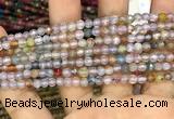 CAA2844 15 inches 4mm faceted round fire crackle agate beads wholesale