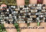 CAA2846 15 inches 4mm faceted round fire crackle agate beads wholesale