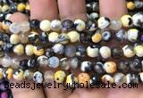 CAA2909 15 inches 6mm faceted round fire crackle agate beads wholesale