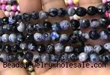 CAA2910 15 inches 6mm faceted round fire crackle agate beads wholesale