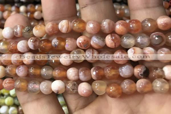 CAA2920 15 inches 6mm faceted round fire crackle agate beads wholesale