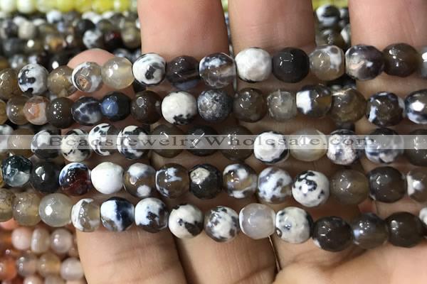 CAA2921 15 inches 6mm faceted round fire crackle agate beads wholesale