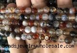 CAA2925 15 inches 6mm faceted round fire crackle agate beads wholesale