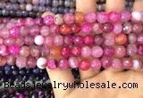 CAA2961 15 inches 8mm faceted round fire crackle agate beads wholesale