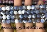 CAA2973 15 inches 8mm faceted round fire crackle agate beads wholesale