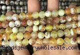 CAA2983 15 inches 8mm faceted round fire crackle agate beads wholesale