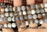 CAA2988 15 inches 8mm faceted round fire crackle agate beads wholesale