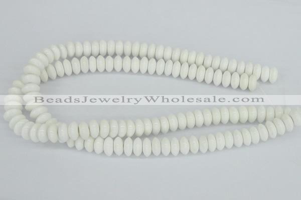 CAA30 15.5 inches 6*12mm rondelle white agate gemstone beads