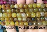 CAA3006 15 inches 8mm faceted round fire crackle agate beads wholesale