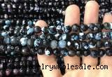 CAA3018 15 inches 8mm faceted round fire crackle agate beads wholesale