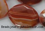 CAA304 15.5 inches 28*40mm faceted oval red line agate beads