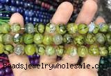 CAA3044 15 inches 10mm faceted round fire crackle agate beads wholesale