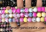 CAA3064 15 inches 10mm faceted round fire crackle agate beads wholesale