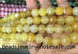 CAA3067 15 inches 10mm faceted round fire crackle agate beads wholesale