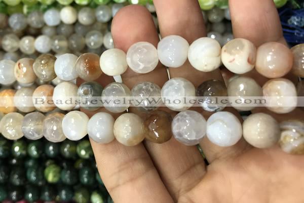 CAA3072 15 inches 10mm faceted round fire crackle agate beads wholesale