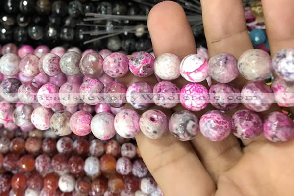 CAA3075 15 inches 10mm faceted round fire crackle agate beads wholesale