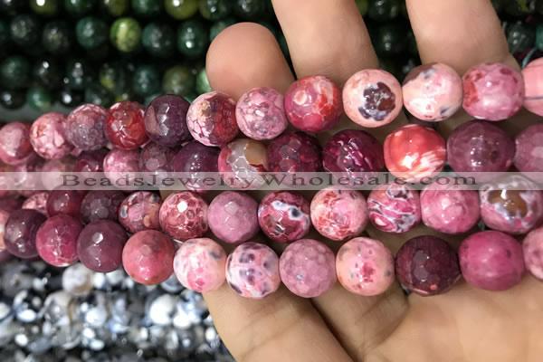 CAA3076 15 inches 10mm faceted round fire crackle agate beads wholesale