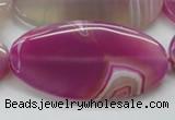 CAA313 15.5 inches 30*60mm oval fuchsia line agate beads